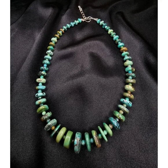 Jay King Mine Finds Genuine Turquoise Beaded Necklace With Adjustable Chain - Picture 5 of 6